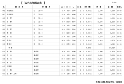 造作材明細書