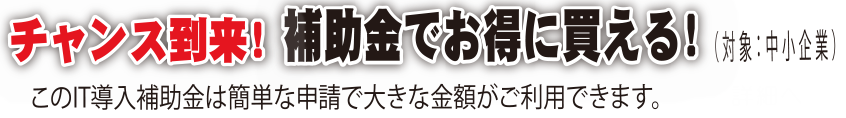 チャンス到来!補助金でお得に買える!